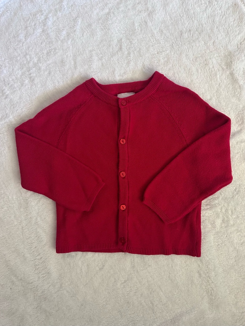 Kids' Classic Red Button-Front Knit Cardigan